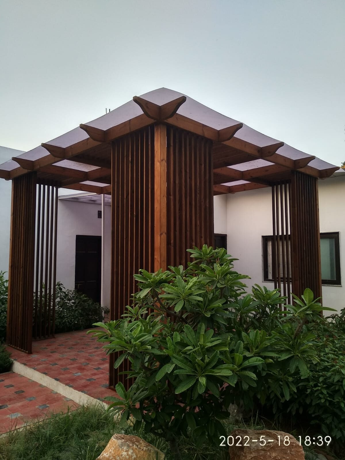Wooden pergola design and installation by IntExt Concepts, South Delhi (2)