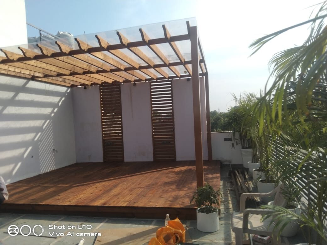 Wooden pergola design and installation by IntExt Concepts, South Delhi (5)