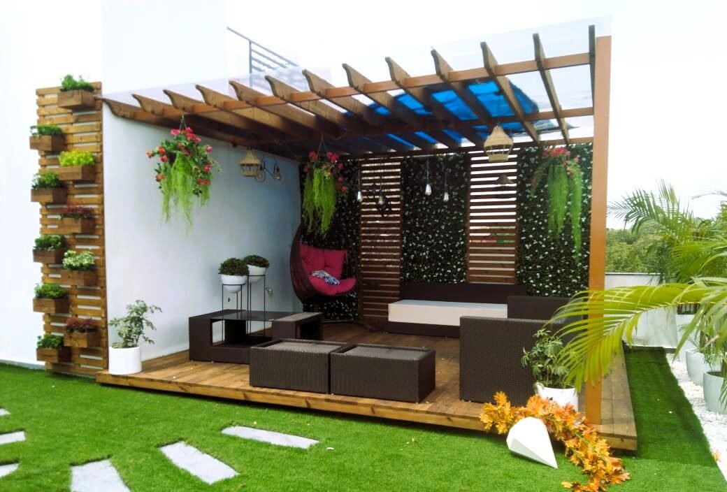 Wooden pergola design and installation by IntExt Concepts, South Delhi (7)
