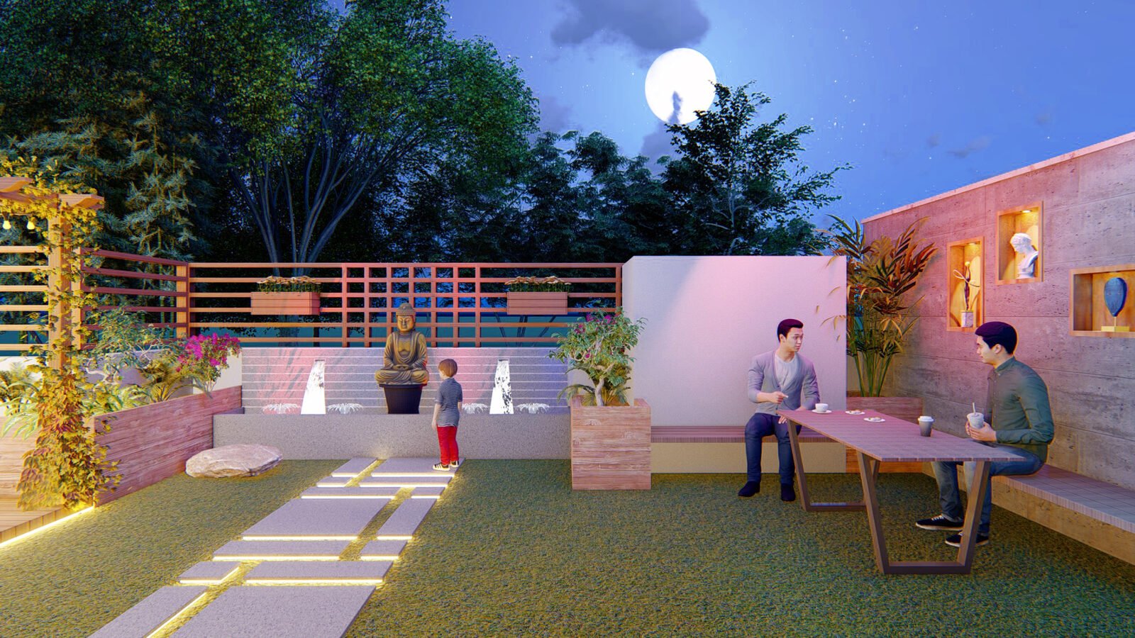 3D render of a terrace garden design for a Delhi NCR property (2)