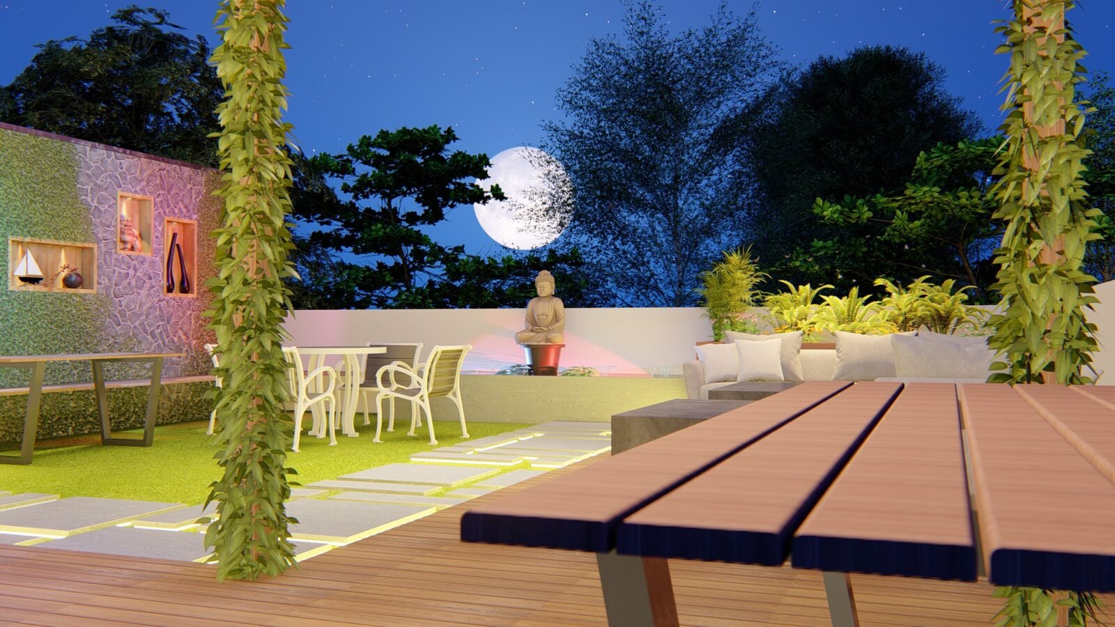 3D render of a terrace garden design for a Delhi NCR property (4)