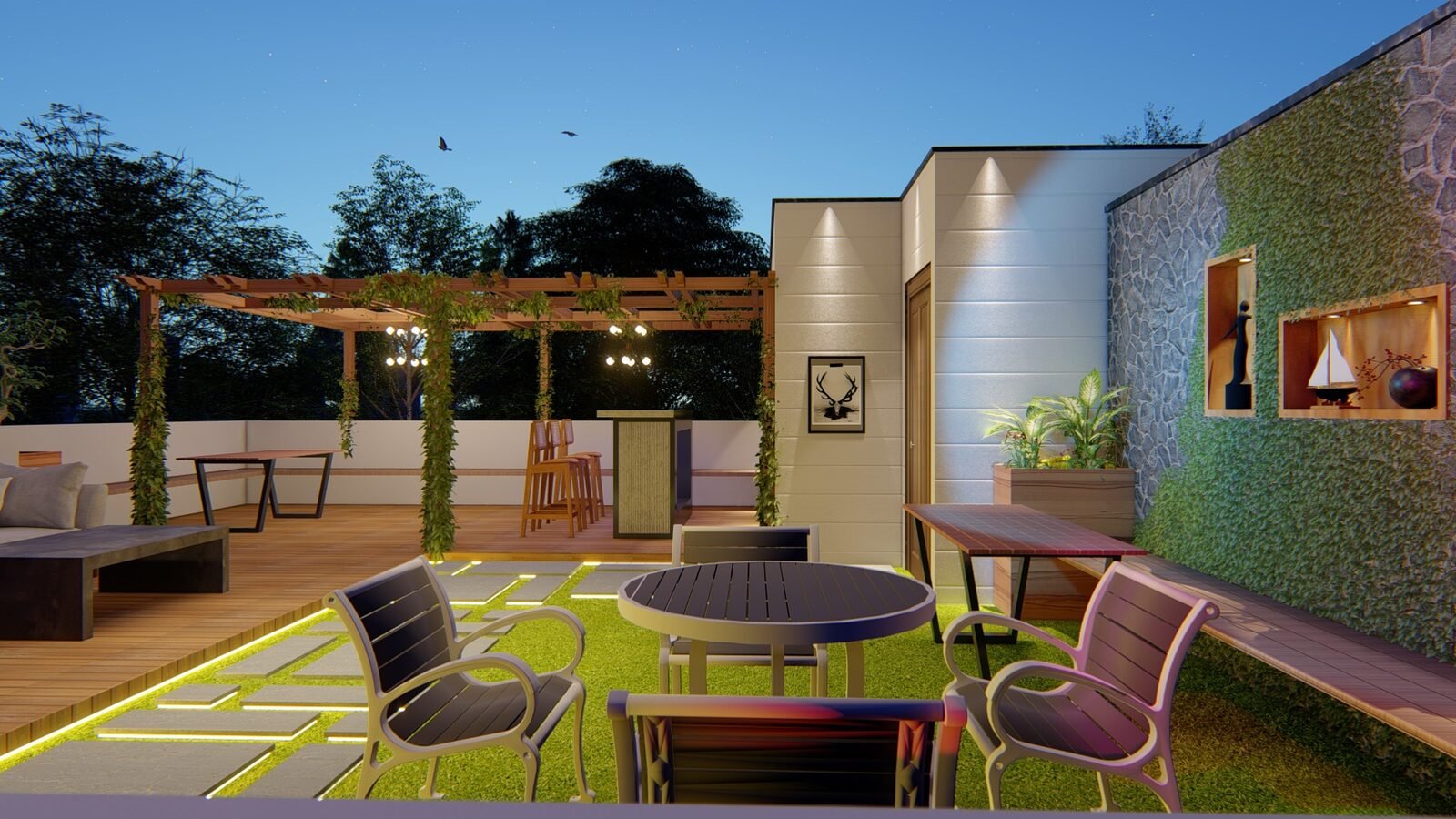 3D render of a terrace garden design for a Delhi NCR property (5)