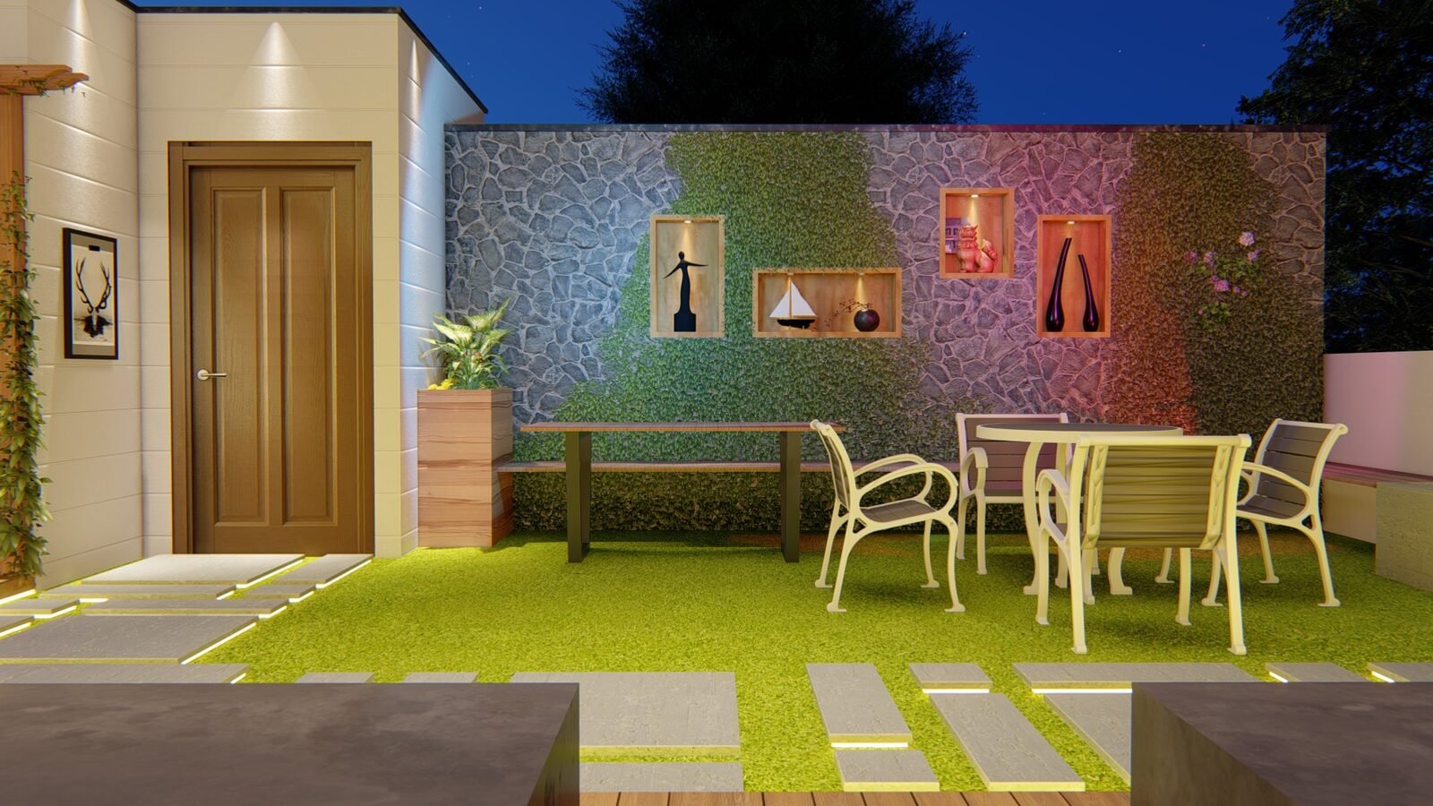3D render of a terrace garden design for a Delhi NCR property (6)