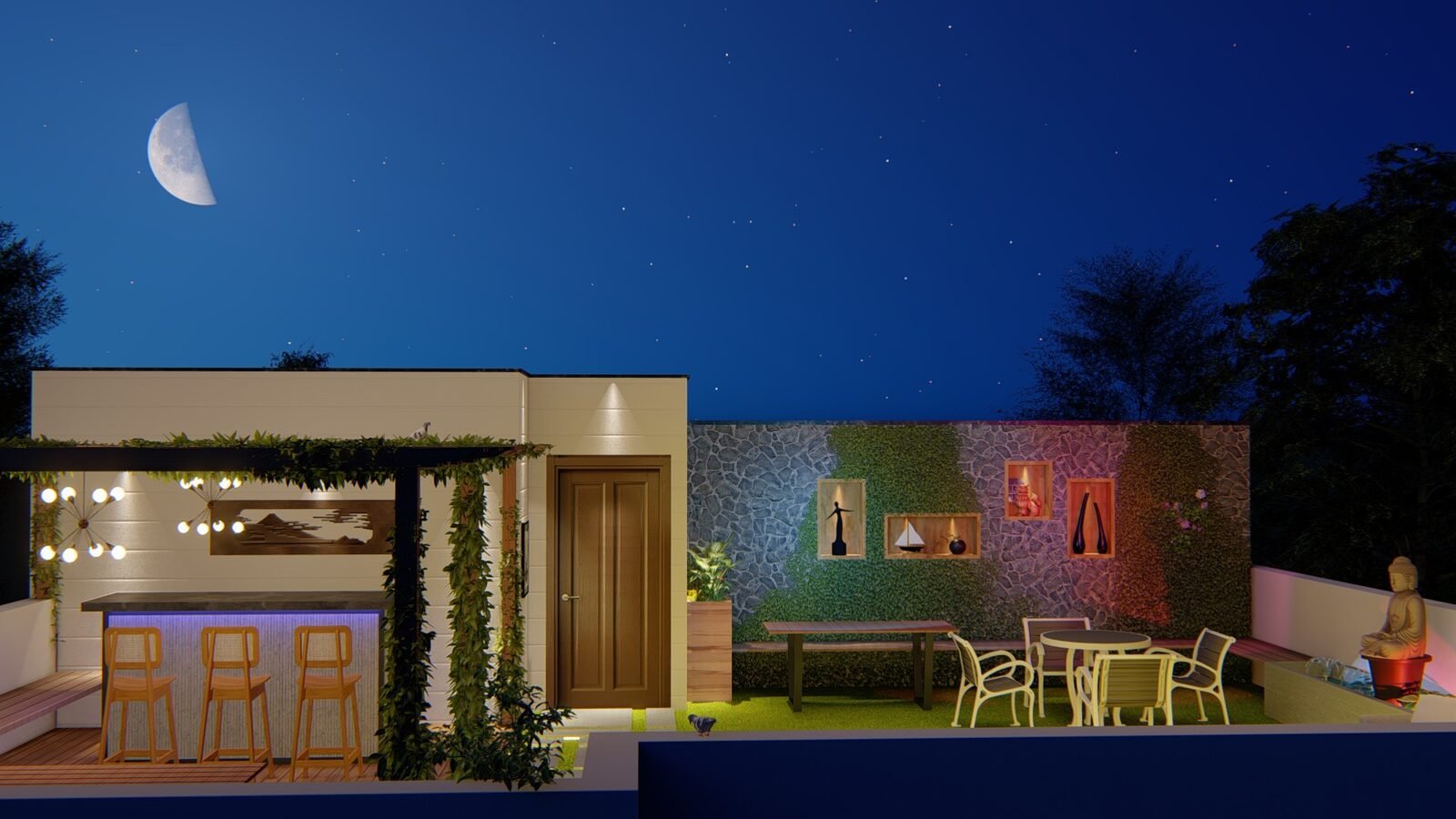 3D render of a terrace garden design for a Delhi NCR property (7)