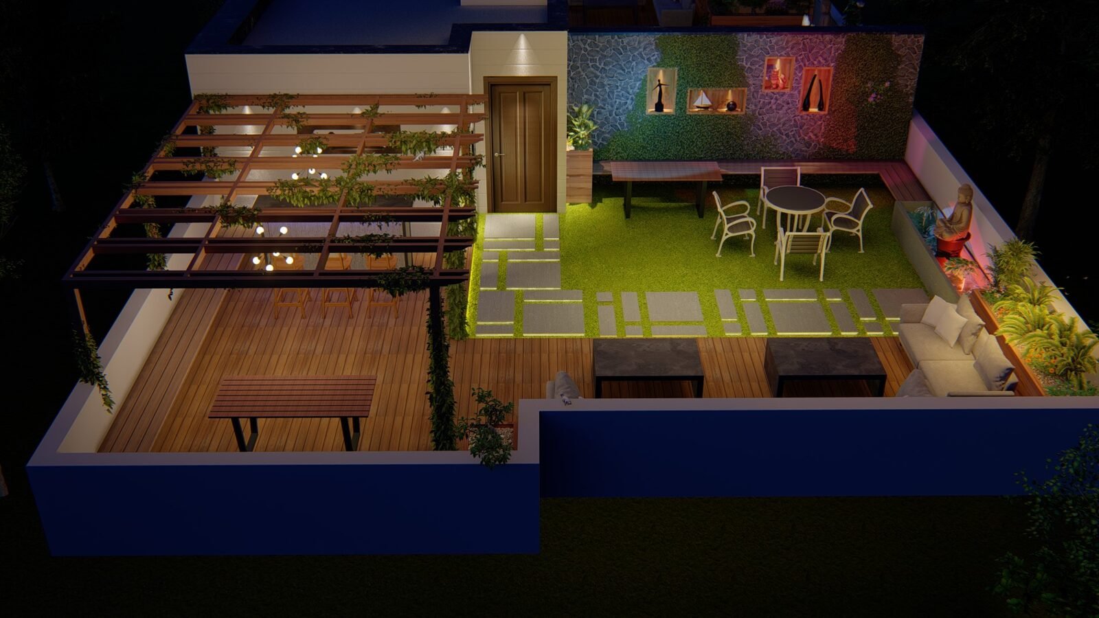 3D render of a terrace garden design for a Delhi NCR property (8)
