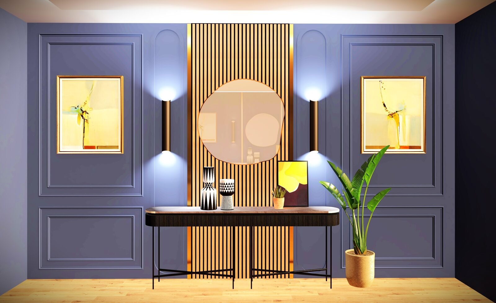 Wall panelling and wall covering design for a Delhi interior project (4)